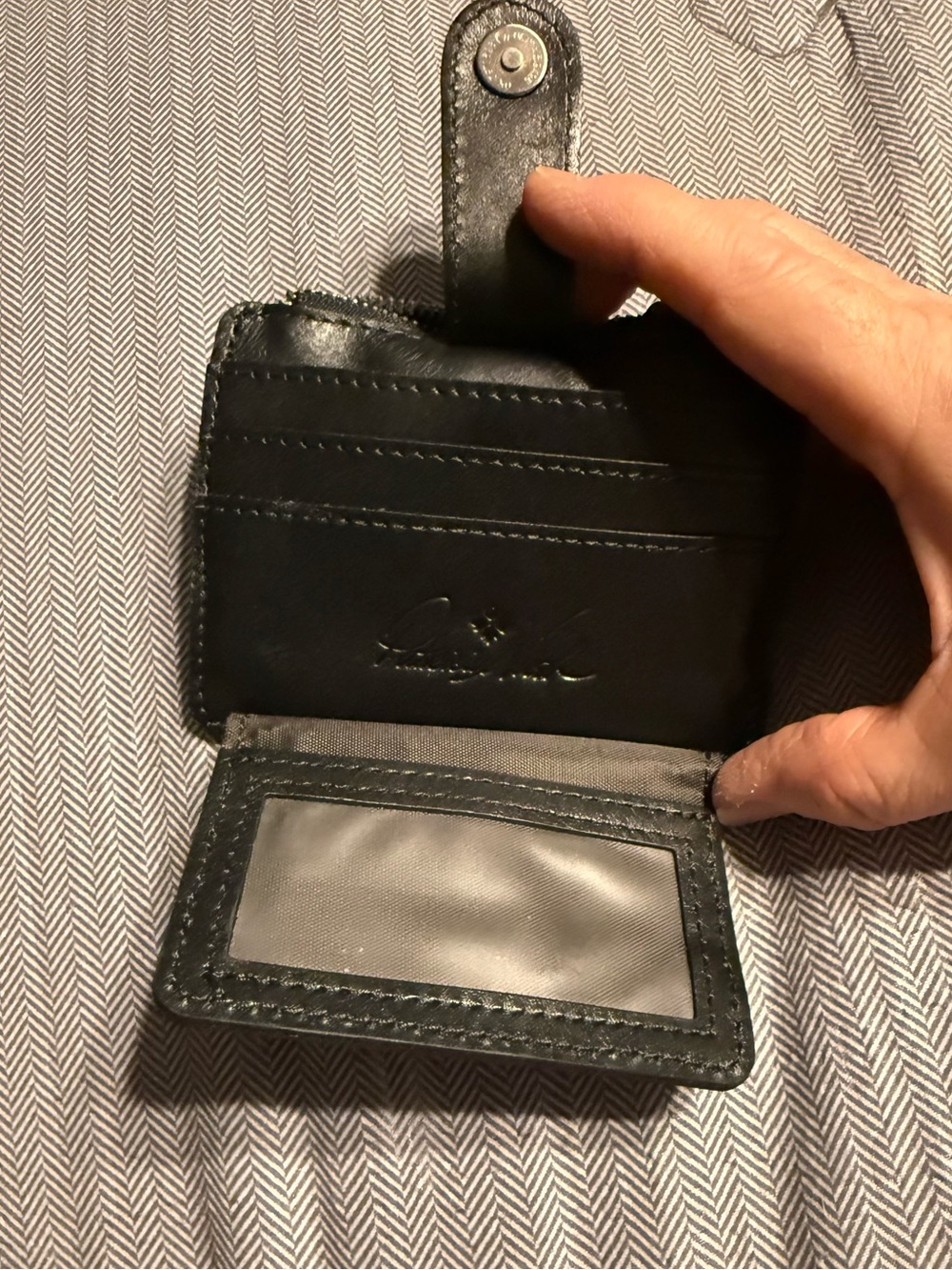 Patricia Nash Black Leather Card Wallet with Embossed Logo - Picture 3 of 4